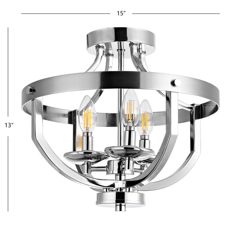Plafonnier semi-encastré géométrique de style lustre 15 po 3 lumières Alexo