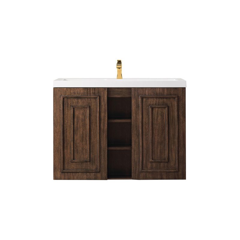 Meuble-lavabo simple l 39,5 po d'Alicante, Acacia mid-Century