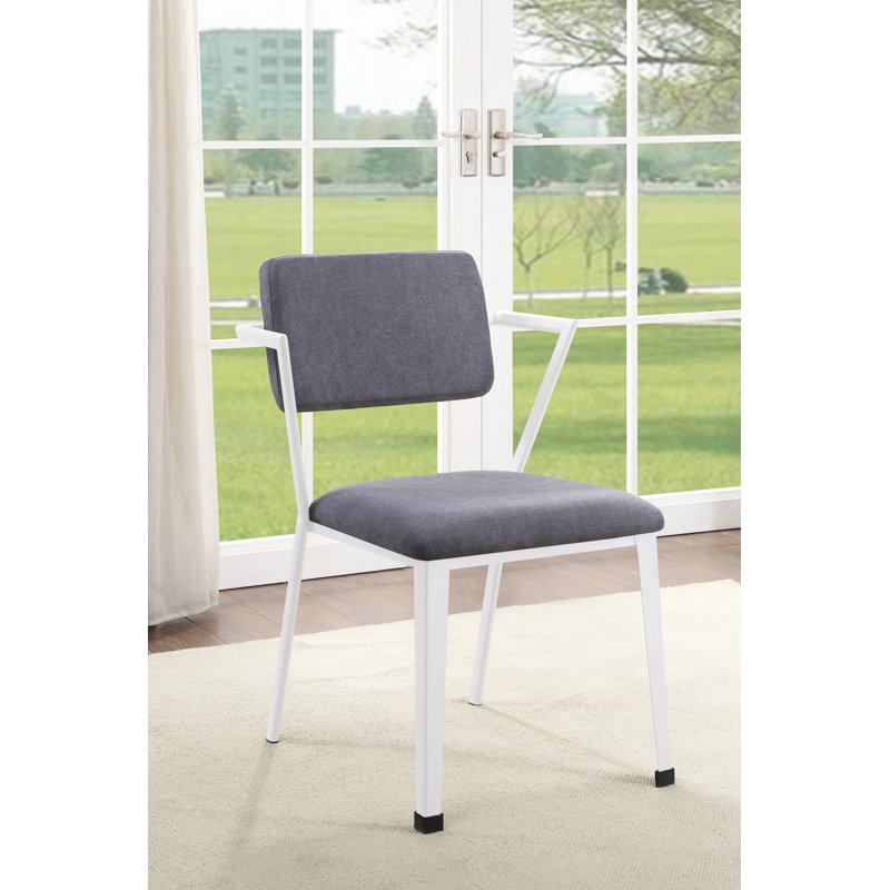 Chaise d'appoint rembourrée Elfrida en gris et blanc (ensemble de 2), Blanc