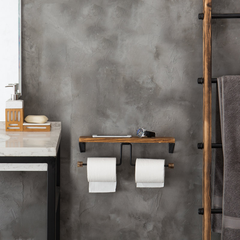 Wall Mounted Toilet Paper Holder, Brown