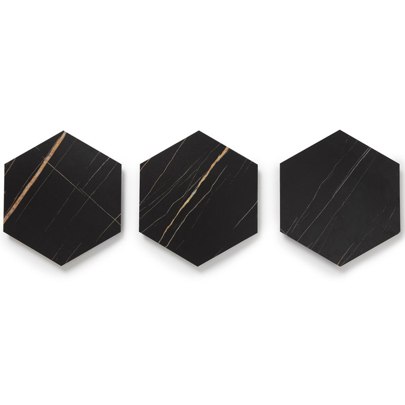 GlueCore Mosaic 28mil x 12" W x 10" L Glue Down Vinyl Tile Flooring, Noir