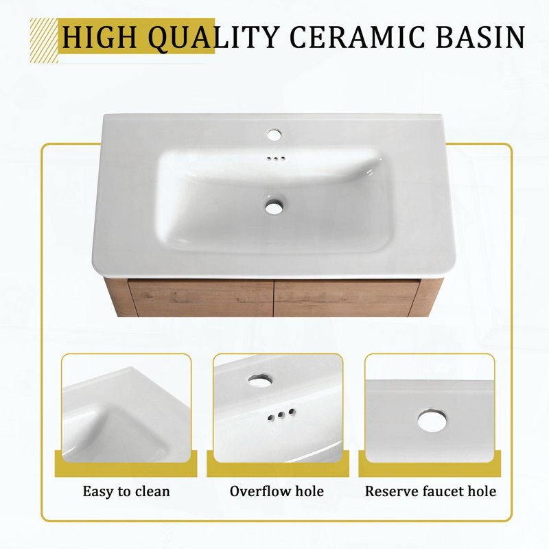 Meuble-lavabo autoportant de 48 pouces avec lavabo en céramique blanche et 1 petite armoire de rangement, 47.81"W