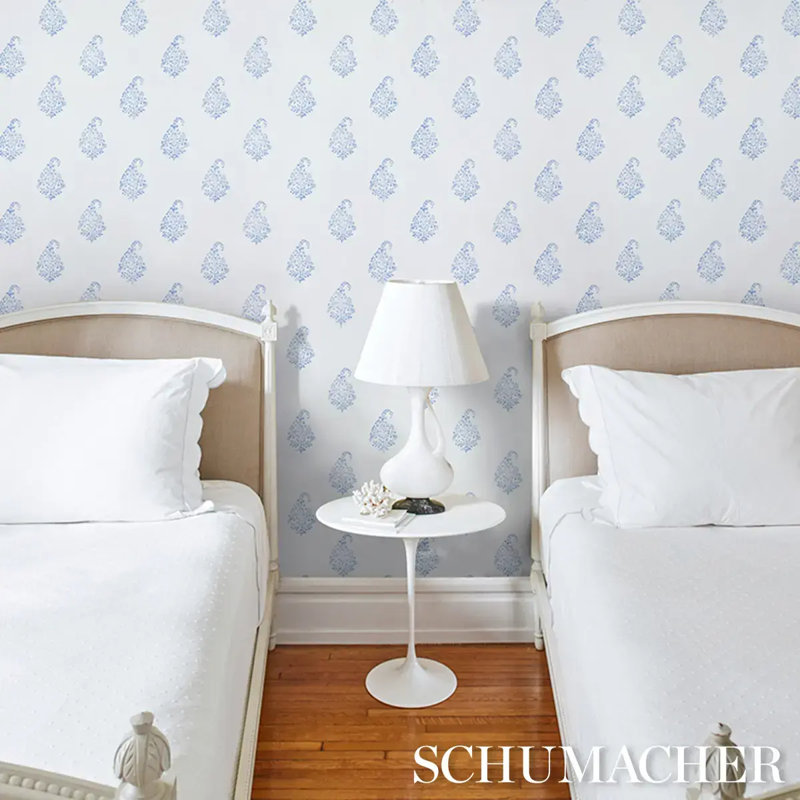 Kerala Paisley II Wallpaper, Blue