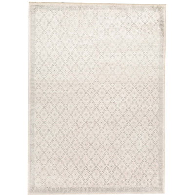 Tapis argenté et bleu noué à la main de haute qualité