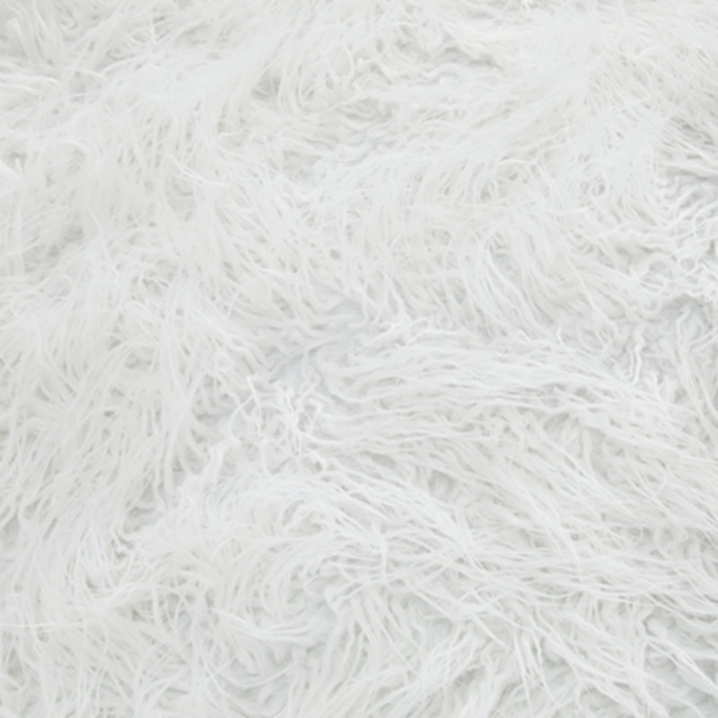 White Faux Fur Round Oversized Accent Ottoman