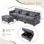 Canapé-lit modulaire en tissu chenille de 109,84 po avec repose-pieds de rangement mobile, support pour téléphone, port de charge USB-1791140045