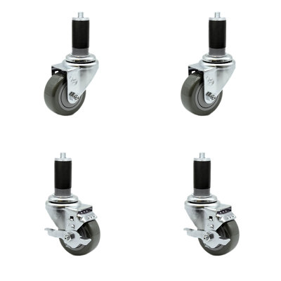 4 Piece Polyurethane Bolt Hole Caster Set with 2 Brakes -  Service Caster, SCC-EX20S314-PPUB-2-TLB-2-MTG46