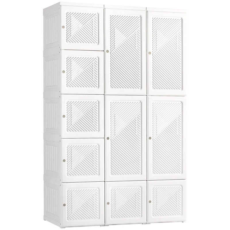 Organisateur de garde-robe pliable avec portes et cintres magnétiques - 11 portes blanches (2 cintres)