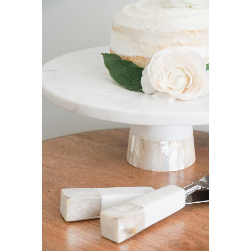 Mother Of Pearl Marble Marble Cake Stand