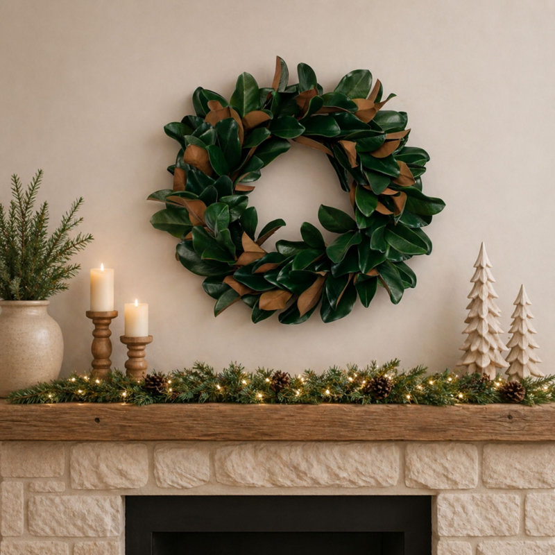 Couronne de feuilles de magnolia P 24 po