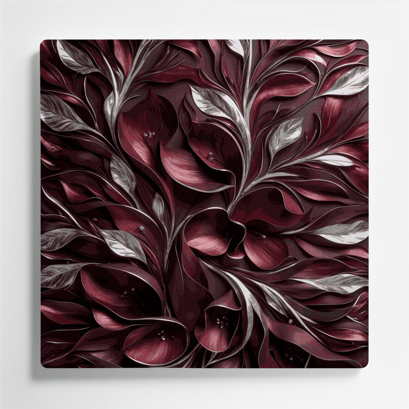 Abstract Florals 91 Red Metal Wall Art