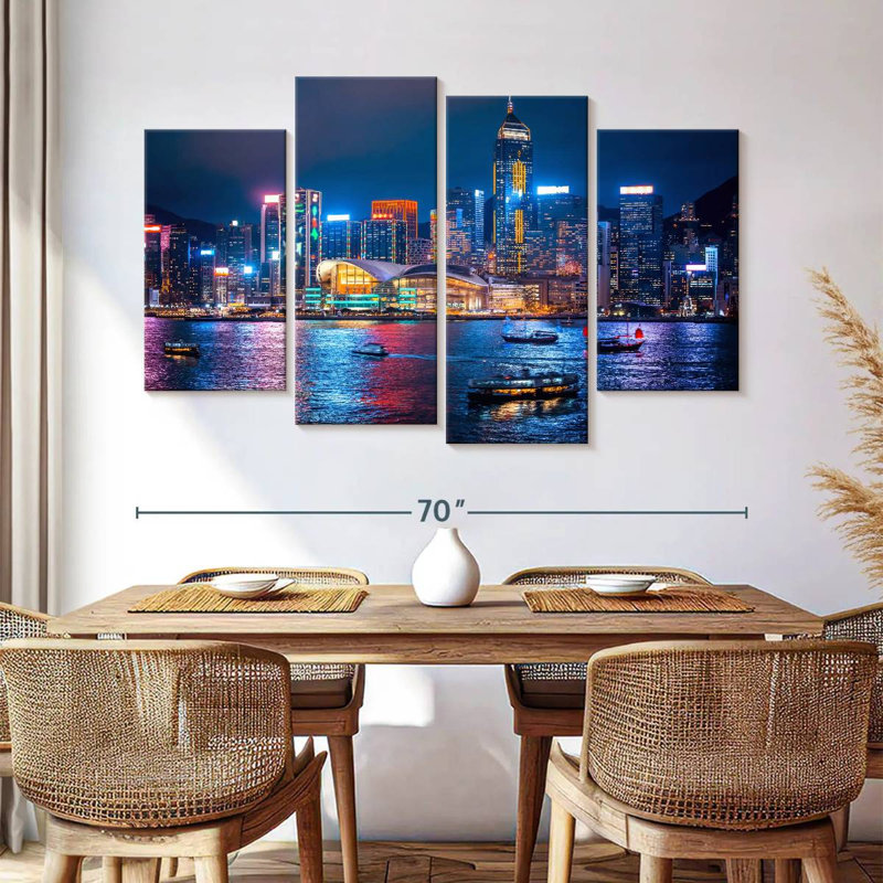 Nicci illuminée de la ville de Hongkong, H 42 po x l 68 po