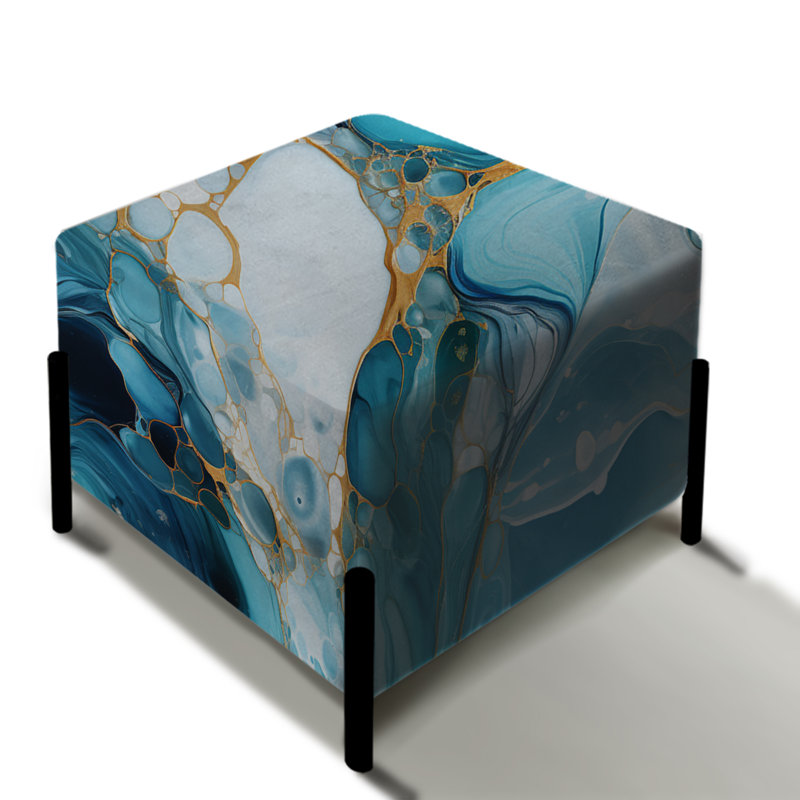 Oceanic Allure Marble Pattern - Marble Square Ottoman