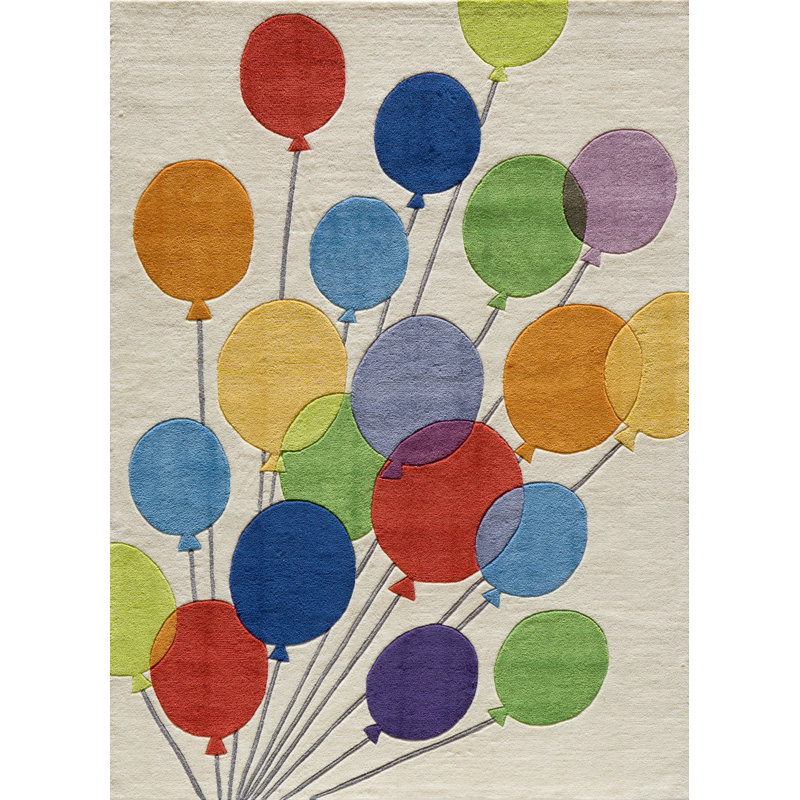 Tapis bleu / vert / beige touffeté à la main Adel, Rectangle 2 pi x 3 pi