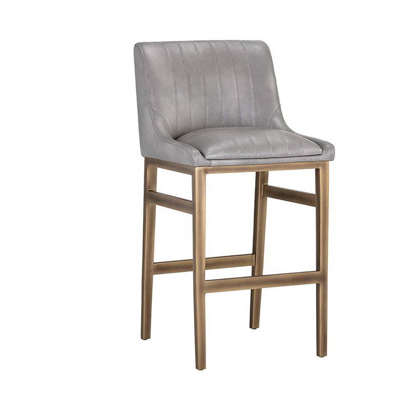 Halden Barstool - Bravo Metal, Bar Stool (30" Seat Height), Gray Seat/ Antique Brown Frame