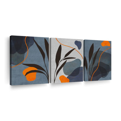 «Leaf Boho Botanical Leaves IV», ensemble de 3 reproductions sur toiles 3 pièces