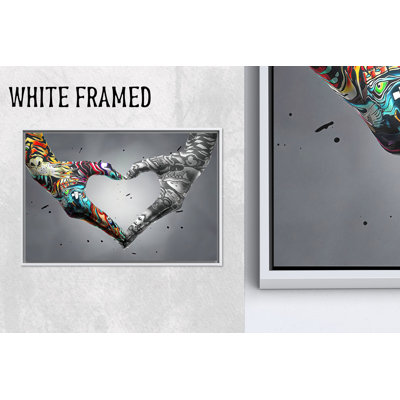 Impression sur toile «Love Hand Graffiti»: décor de style Banksy, toiles à cadre blanc 1P