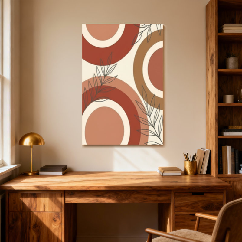 Abstract Earth Tones Circles And Leaves Pattern