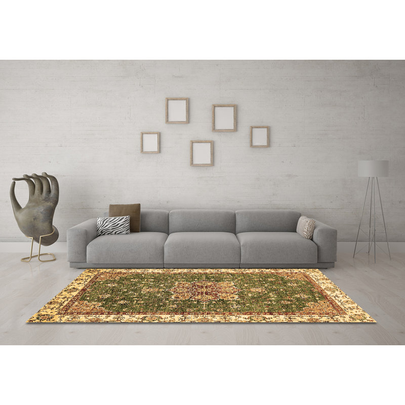 Bitha Abstract 378 Brown Machine Washable Area Rugs, Rectangle 2' x 4'