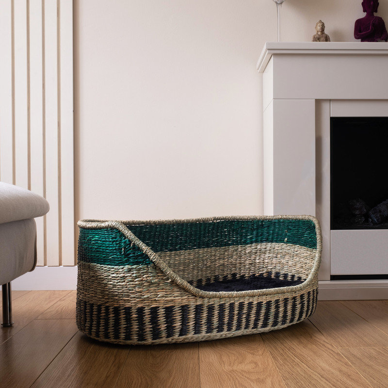 Green Trim Seagrass Pet Bed Large And Mat