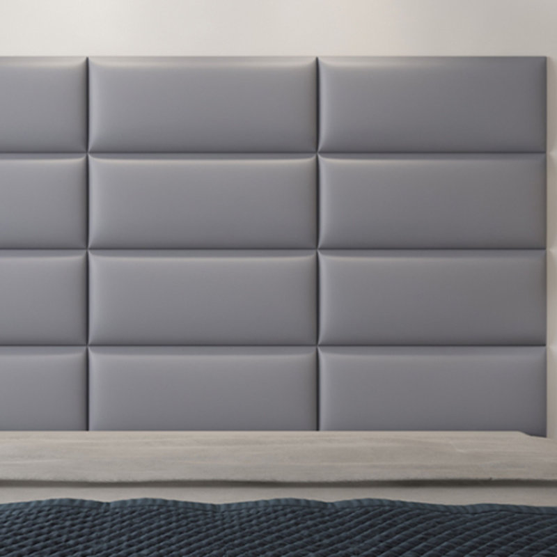 Peel & Stick Padded Wall Panels Wall Cushion Set of 4, Grey