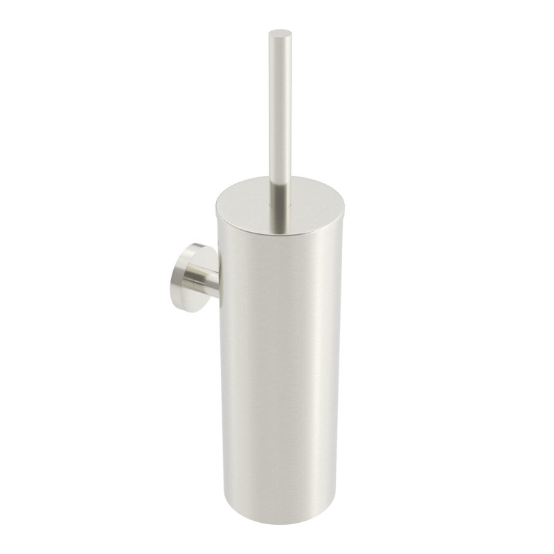 Volkano Wall-Mounted Toilet Brush, Premium Brass Construction, Installation Hardware Included, Brushed Nickel