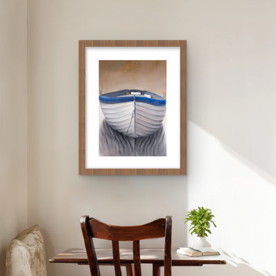 Canoe Boat - Coastal Framed Matted Print for Home Decor