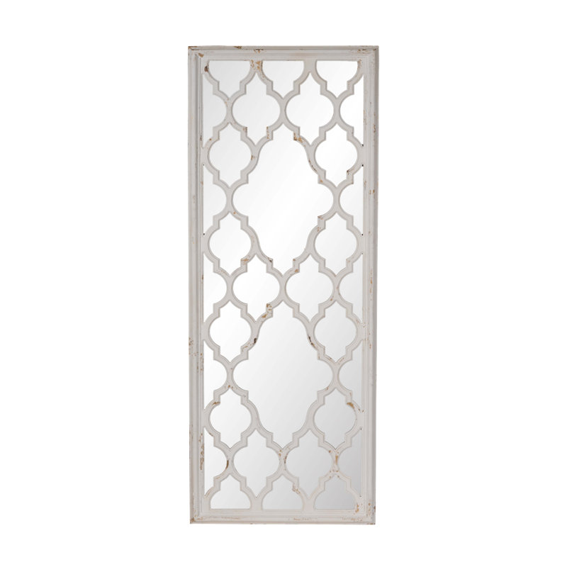 24" X 60" Distressed White Floor Mirror