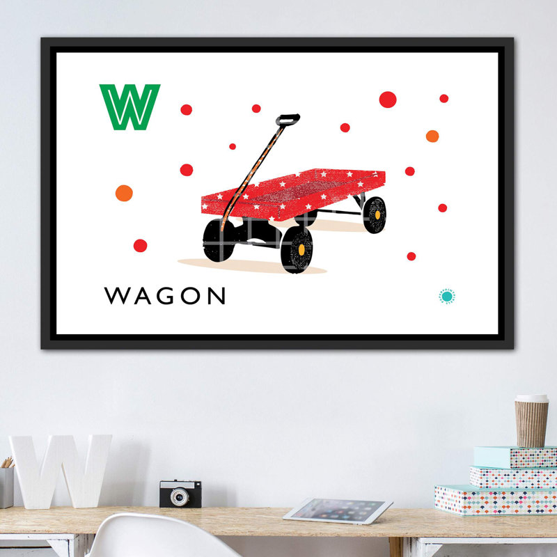 «W Is for Wagon» - impression, Toile avec cadre noir patiné, Pas de tapis, H 40 po x l 60 po x 1,5 po
