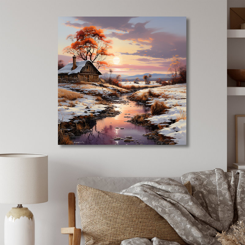 Sunrise Winter Country Panorama, reproduction d'art sur toile, Toile tendue, H 36 po x l 36 po x P 1,5 po