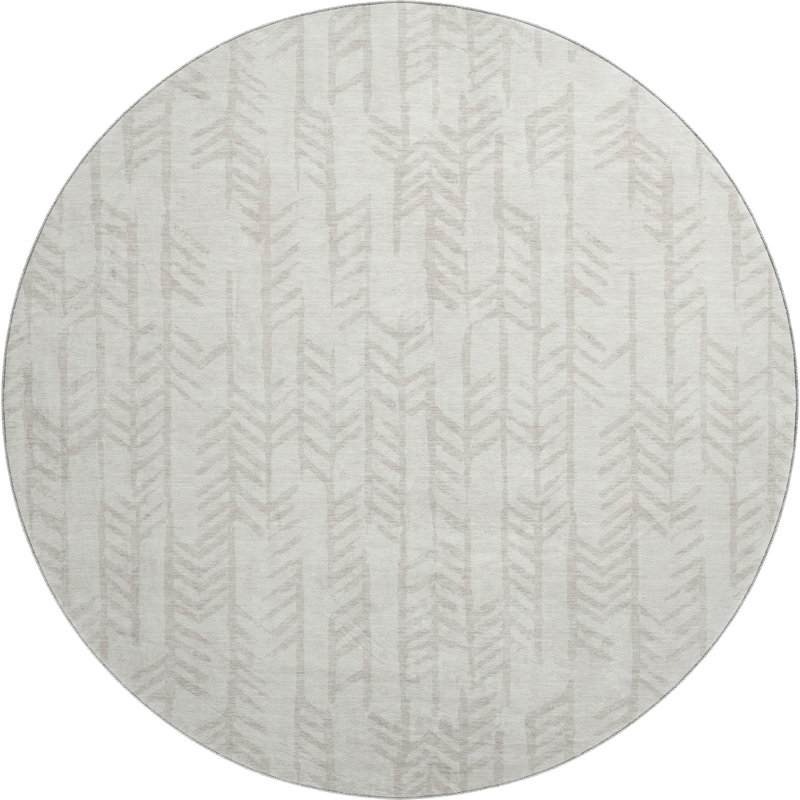 Premium Machine Washable Prisco Ivory Rug, Round 8'