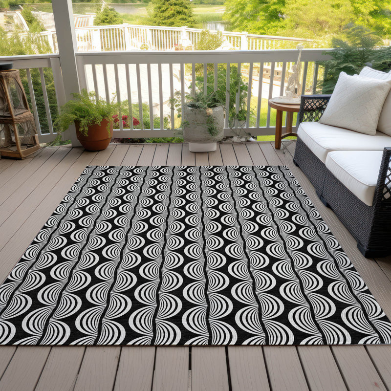Addison 3' x 5' Black Synthetic Washable Flat Woven Rug