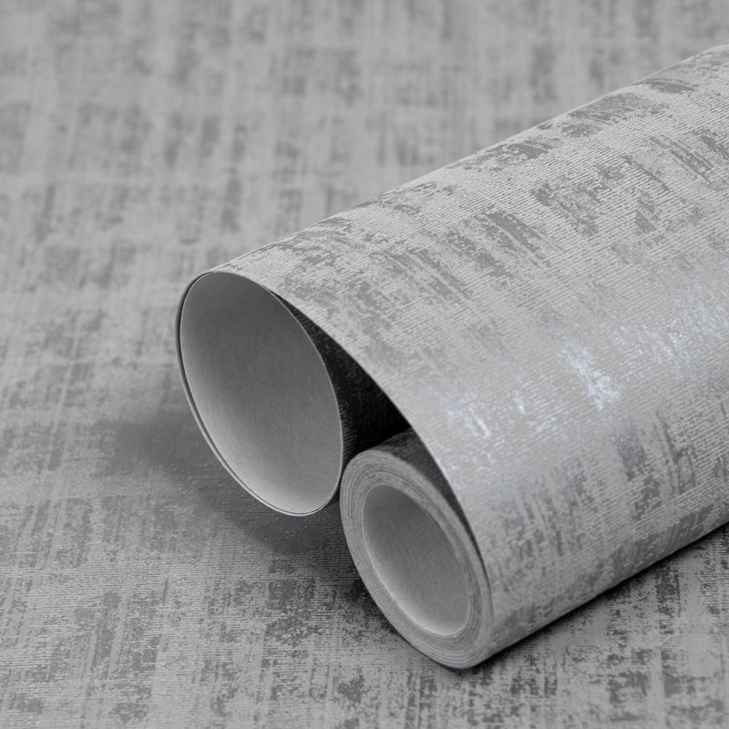 Adonea Zeus Textured Metallic 33' L x 21" W Wallpaper Roll, Silver