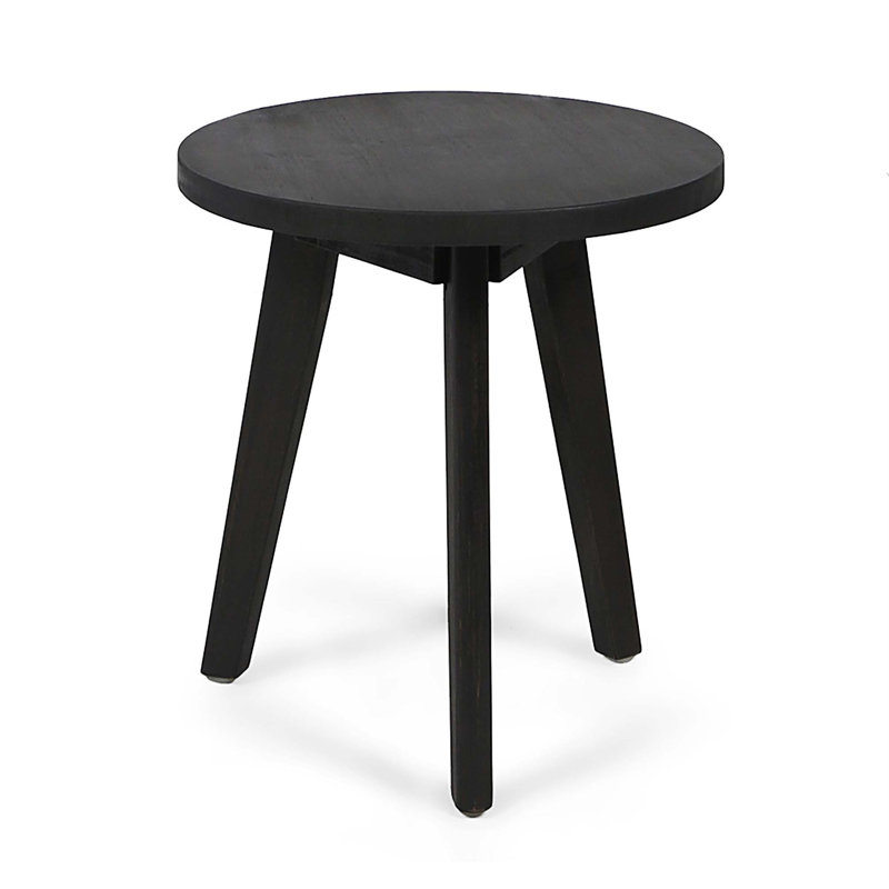 Charmine Acacia Wood Patio Table, Side Table, End Table with Three Legs for Outdoor Rejuvenation and Delight, Dark Gray