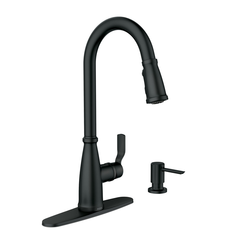 Robinet de cuisine rétractable à poignée simple Nolia avec Powerboost et Reflex, Noir mat