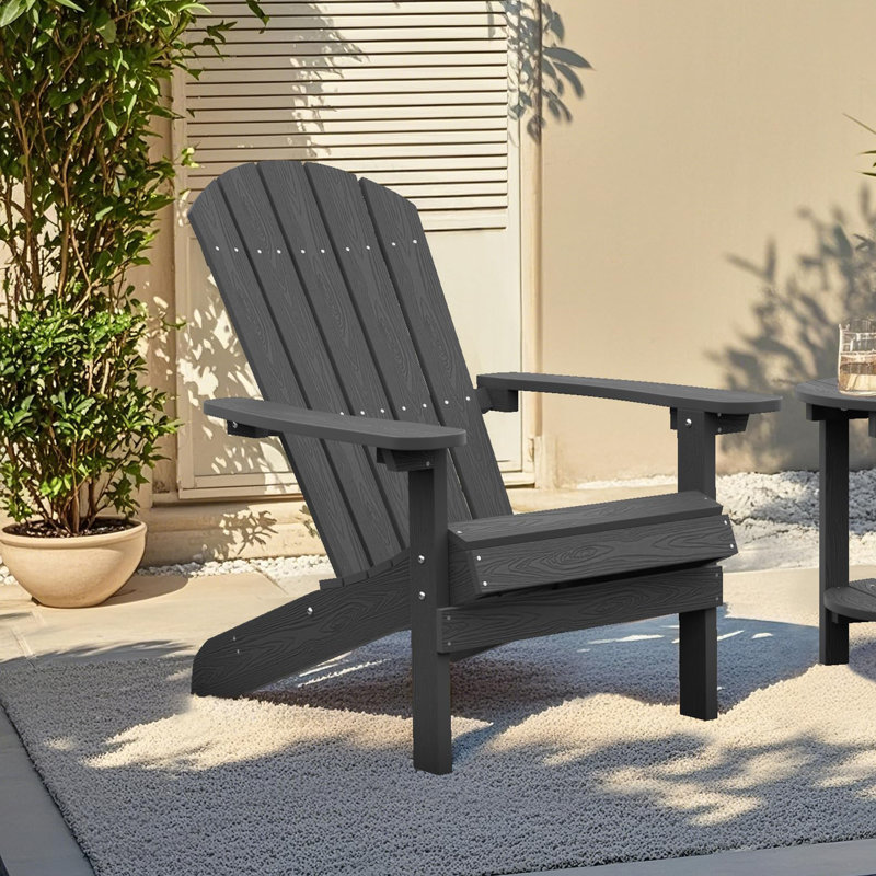 Plastic Patio Adirondack Chair, Dark Gray
