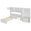 Lit plateforme simple en bois avec bureau, armoire, armoires, tiroirs et tablettes, blanc-1039355084