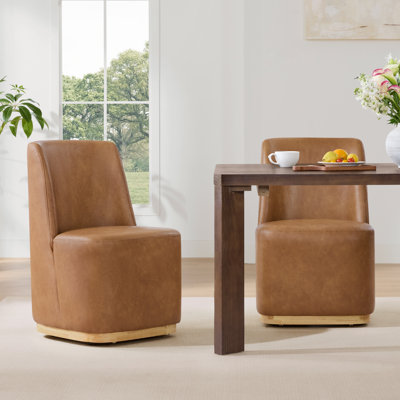 Geelt Upholstered Dining Chair with Casters
