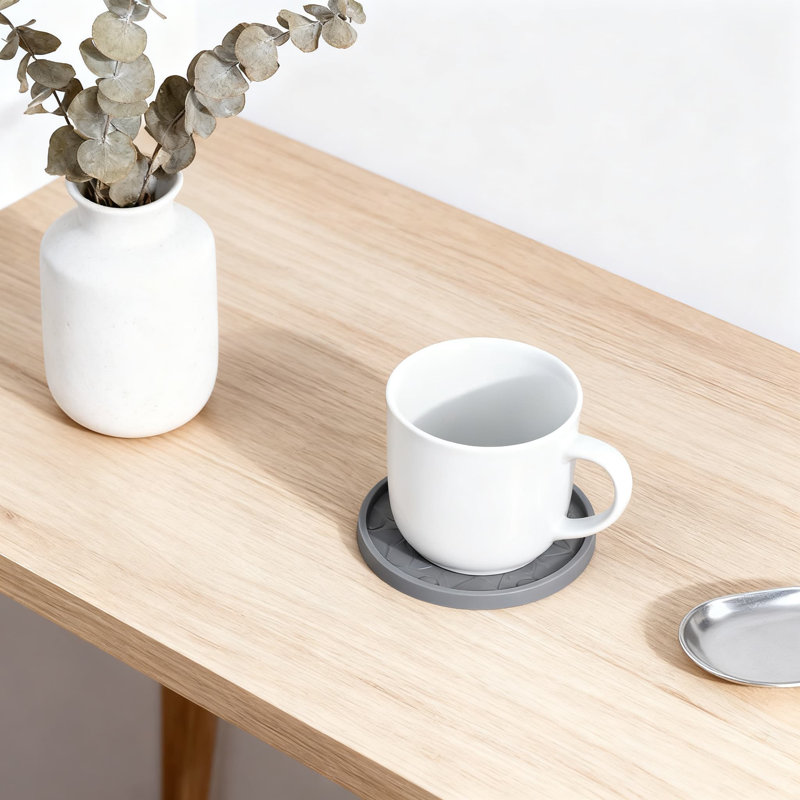 Sous-verres en silicone de qualité supérieure avec support, paquet de 6 tapis anti-dérapants pour boissons chaudes et froides, plateau profond épaissi pour une protection maximale contre les déversements sur toutes les surfaces de table