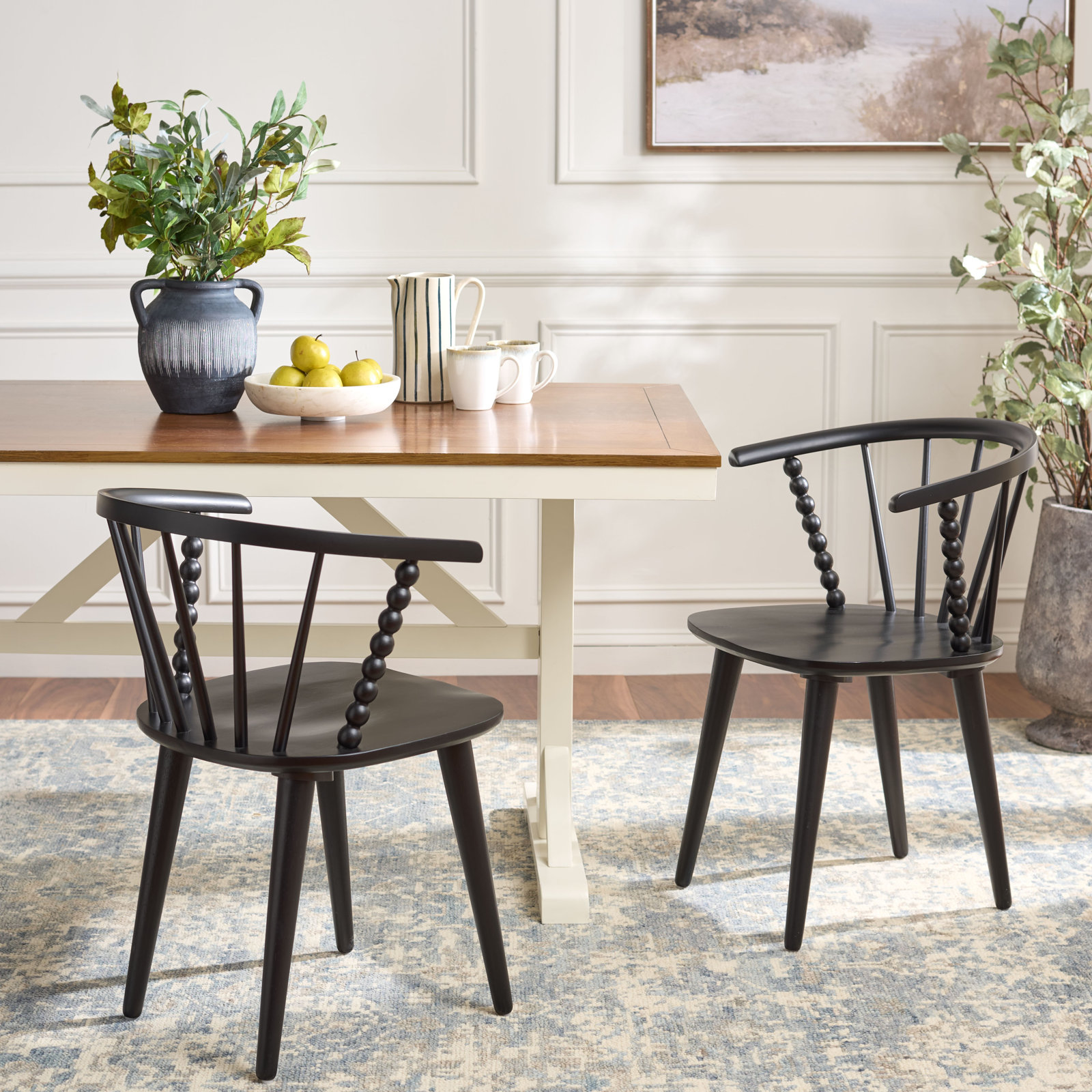 Condrey Curved Back Dining Armchair, Matte Black