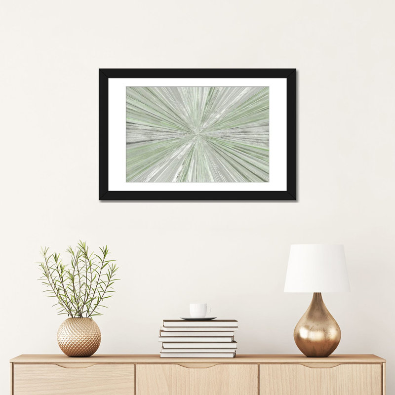Lumière chatoyante I, H 16 po x l 24 po, Papier noir avec cadre d'angle ouvert, Vert