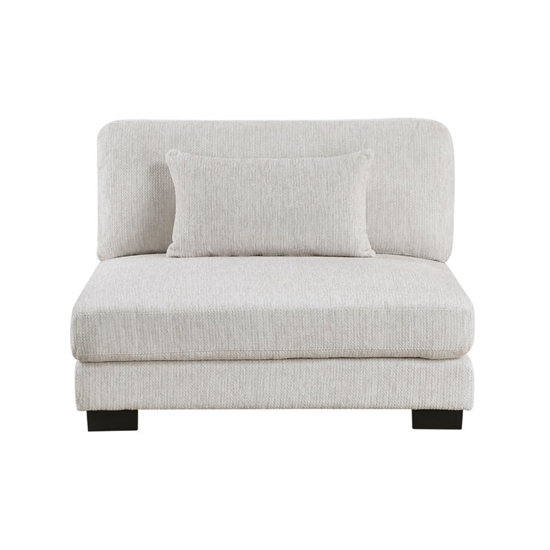 Chaise sans accoudoirs modulaire Liny, 1 coussin, microfibre, noir, Beige