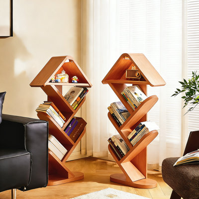 Tree-shaped Bookshelf, Floor-standing Storage Rack, Living Room, Corner, Small, Narrow Bookcase At An Angle, Shelves.