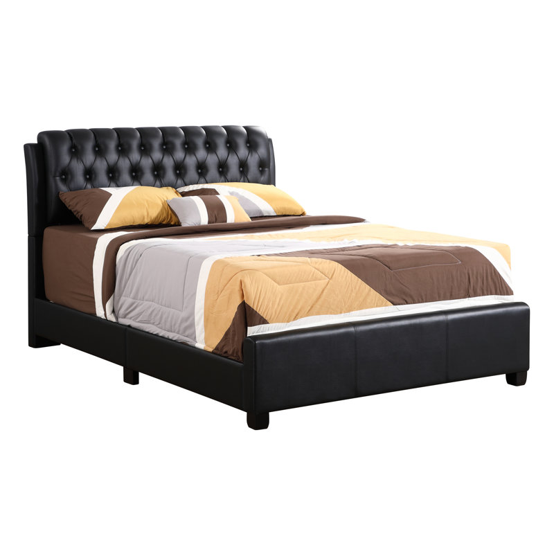 Champetre Upholstered Sleigh Bed, Black, Full / Double