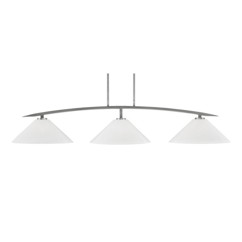 Kurve 3 Light With White Marble Glass, Graphite, 10" H x 55.75" W x 16" D