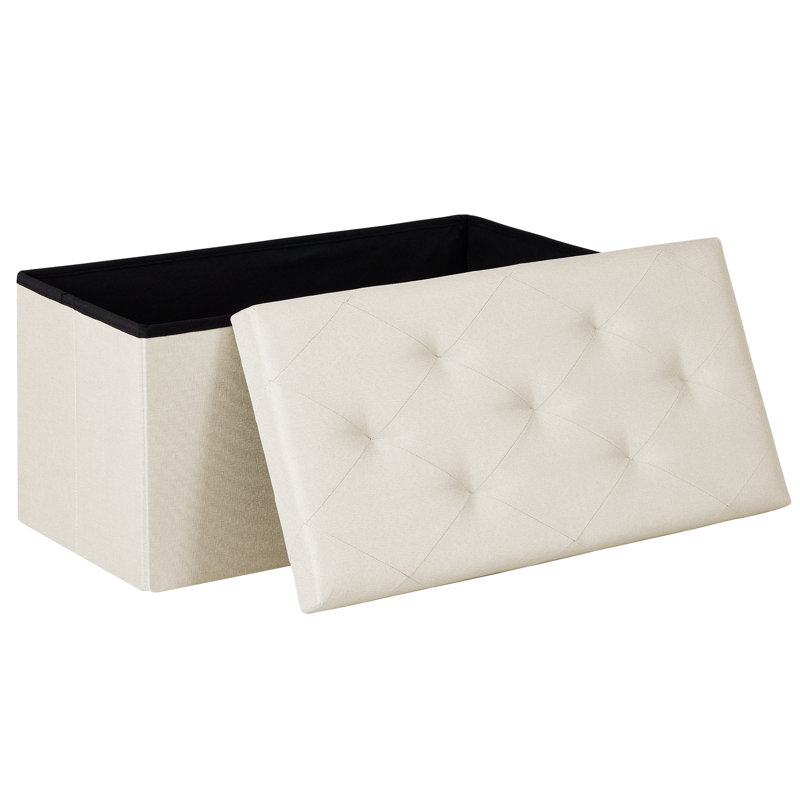 Banc d'entrée et de chambre pliable et rembourré de 76 cm de large, 15.2'' H x 30'' W x 14'' D, Beige Fabric