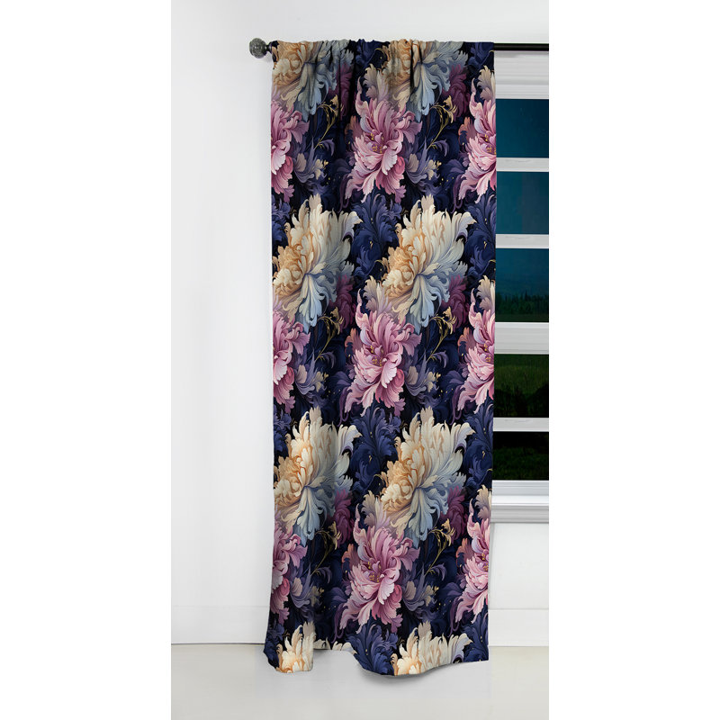 Celestial Purple Damask Mirage I - Damask Curtain - Blackout Damask Curtain - 1 Panels, 52" W x 108" L