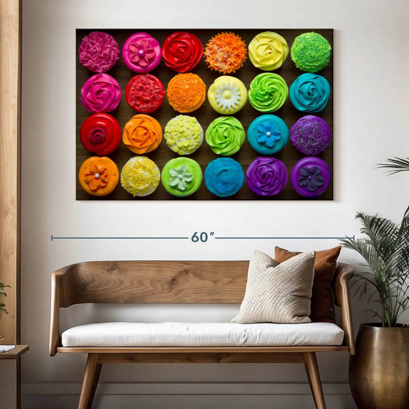 Yarlin Rainbow Cupcakes, 34" H x 51" W