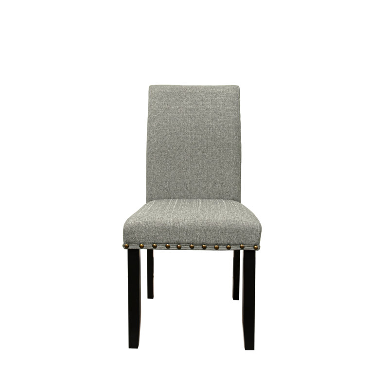 Ensemble de 2 chaises de salle à manger en tissu avec coussins moelleux et garniture cloutée