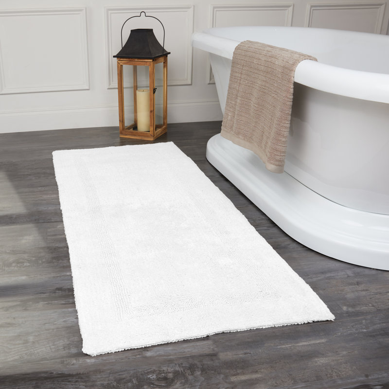 Edilio Cotton Bath Rug, 24'' W x 60'' L, White